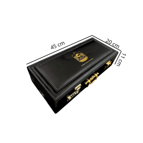 صندوق إهداء شنطة جلد فاخر مستطيلة ربعين بأقفال - ش...