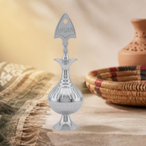 مكحلة نحاس ثقيلة | فضي | مقاس كبير | موديل 1032