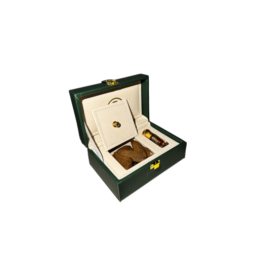 بوكس إهداء فاخر أوقية عود مروكي + ربع تولة دهن عود...