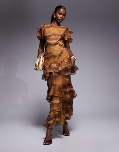 فستان ماكسي من شيفون بكشكشة من أسوس