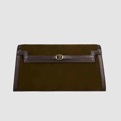 حقيبة كتف من جلد الغزال بلون الاسبريسو من فيرافيد...