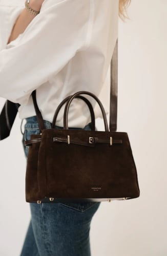 حقيبه من جلد الغزال بلون الاسبريسو من فيرافيد نيوي...