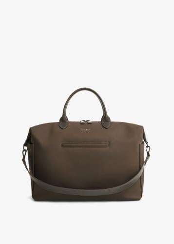 شنطة يد كبيرة من الجلد باللون البني داكن من مينابا...