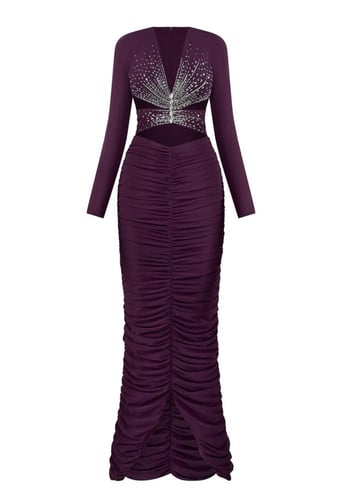 فستان قابل للتمدد مزين باحجار الراين