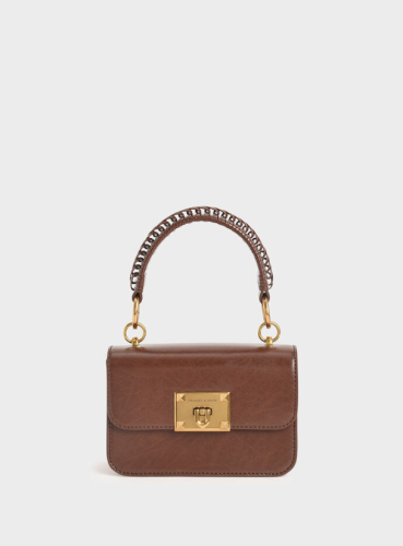 حقيبه ذات مقبض علوي بلون الشتوكولاته من تشارلز اند...