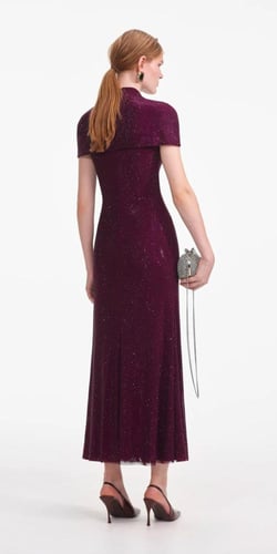 فستان ميدي من القماش الشبكي المزين بحجر الراين بال...