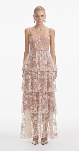 فستان ماكسي بطبقات من الترتر الزهري من سيلف بورتري...