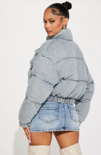 جاكيت منفوخ من قماش الدينم من فاشن نوفا