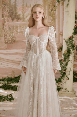 فستان كلوفر من الحرير والدانتيل