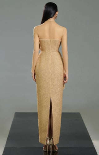 فستان ماكسي مزين باحجار الراين من هابي كلوثينق