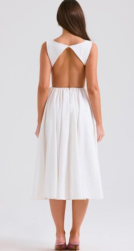 فستان صيفي متوسط ​​الطول من قماش التويل الأبيض من...