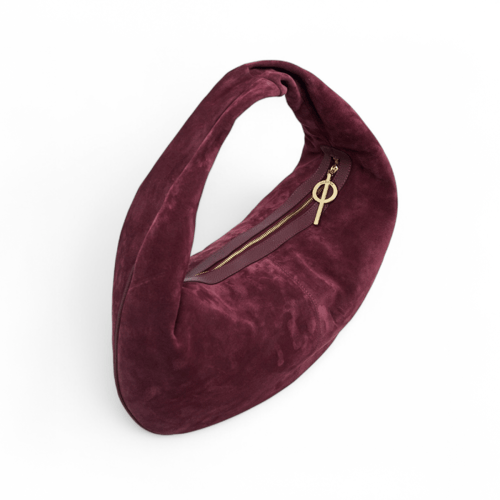 حقيبة كتف مخملية بلون عنابي من أوتريرا