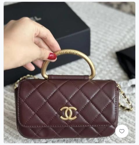 شنطة شانيل شامل البوكس ( عنابي )