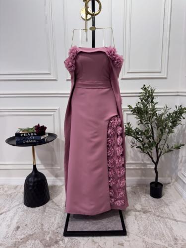 فستان سهرة فخم لون لحمي