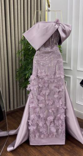 فستان فخم مطرز لون موف