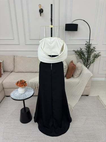 فستان سهره لون اسود ع ابيض