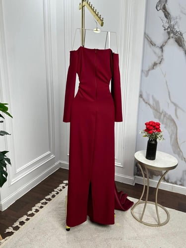 فستان سهره فخم لون عنابي