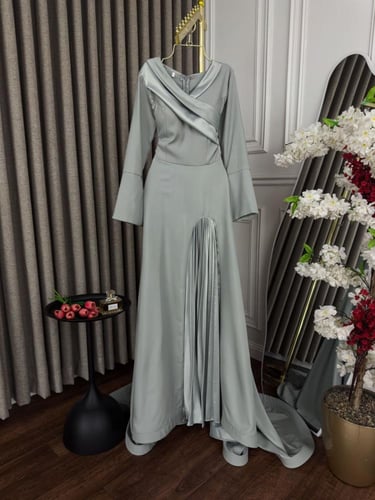 فستان سهره فخم لون رصاصي