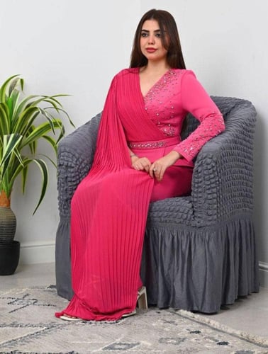 فستان سهره فخم لون فوشي