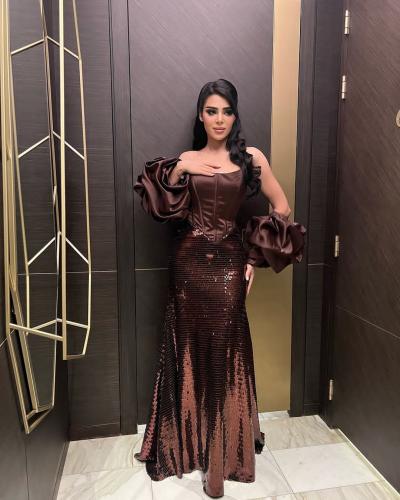 فستان ناعم مميز لون بني