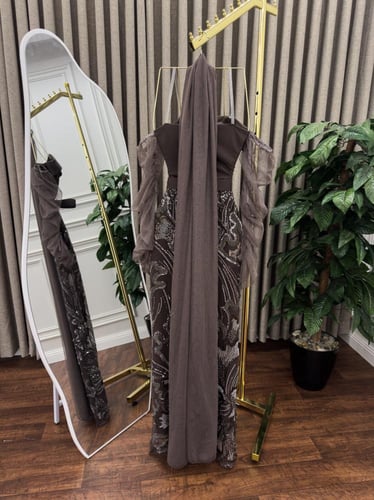 فستان سهره مميز لون بني