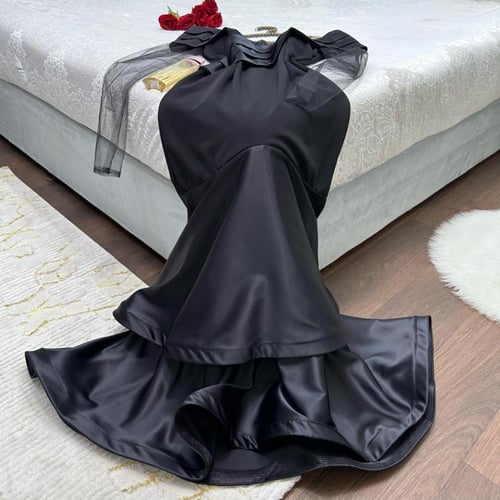 فستان سهرة ناعم لون اسود