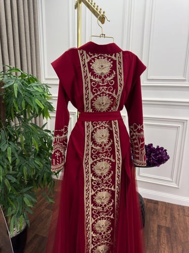 جلابيه فخمه قطعتين لون عودي