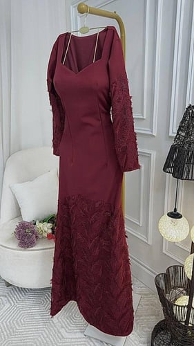 فستان سهره فخم لون عودي