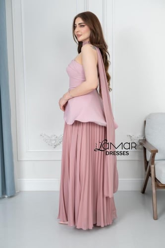 فستان سهره مميز لون لحمي