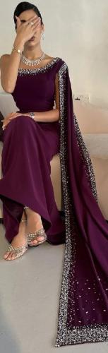 فستان سهرة فخم لون ليلكي