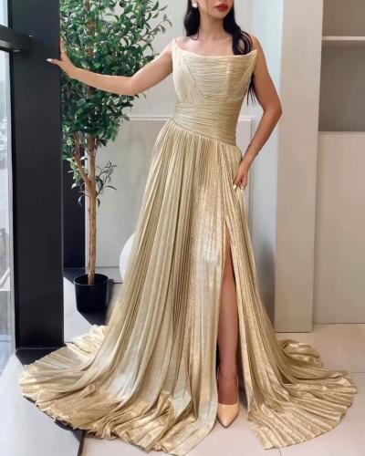 فستان ناعم سهره جميل لون ذهبي