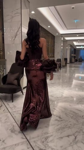 فستان ناعم مميز لون بني