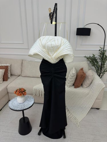 فستان سهره لون اسود ع ابيض