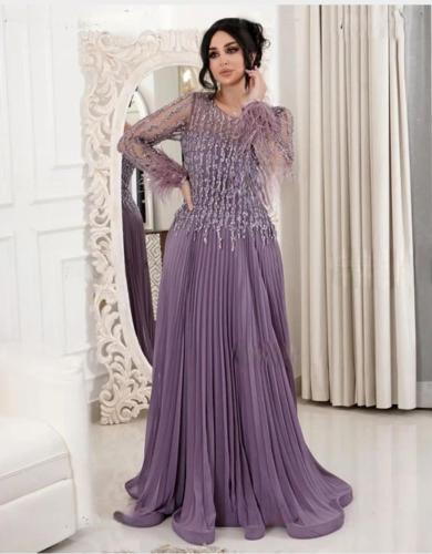 فستان سهرة فخم لون لحمي