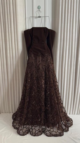 فستان سهره مخمل على خرز راقي