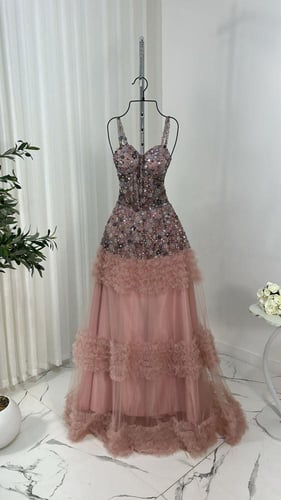 فستان مميز راقي لون روز
