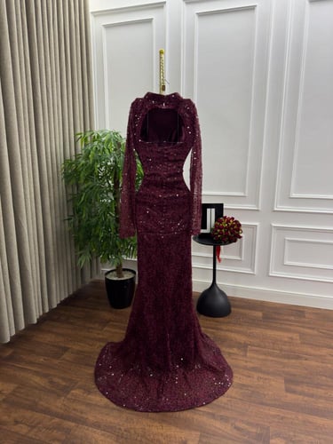 فستان سهره راقي لون برغندي