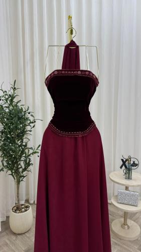 فستان ناعم مخملي علا شيفون