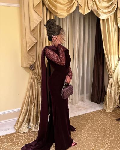 فستان سهره فخم لون عنابي