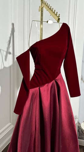 فستان سهره فخم لون عنابي