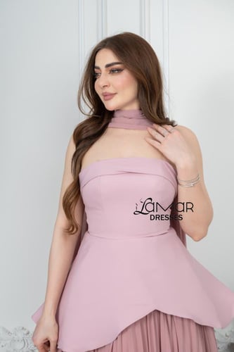 فستان سهره مميز لون لحمي