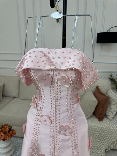 فستان سهره فخم لون وردي