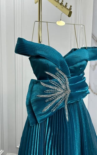 فستان سهره فخم لون فيروزي