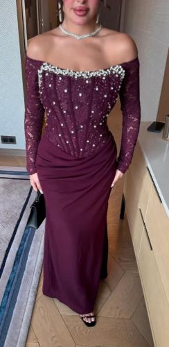 فستان مميز راقي لون اورجني