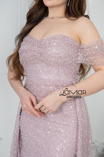 فستان سهره فخم لون لحمي