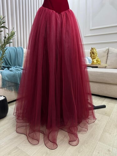 فستان سهره عنابي منفوش