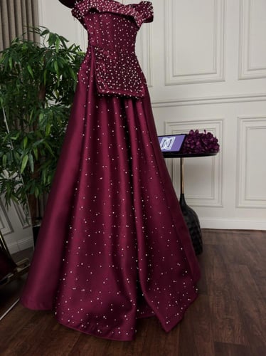 فستان سهره مميز لون عودي