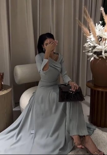 فستان سهره فخم لون رصاصي