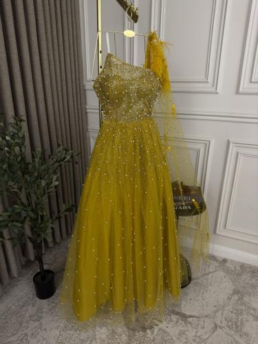 فستان سهره فخم لون كموني