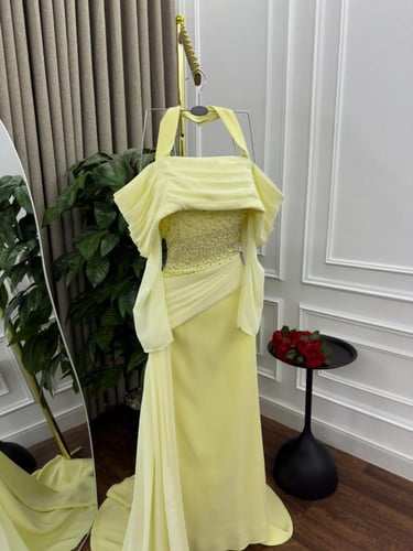 فستان سهره لون اصفر